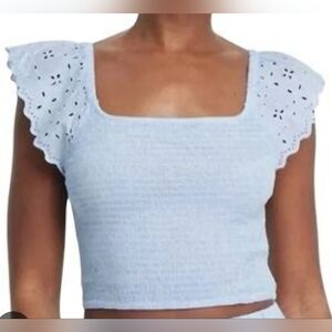 Universal Thread Sky Blue Eyelet Crop Top